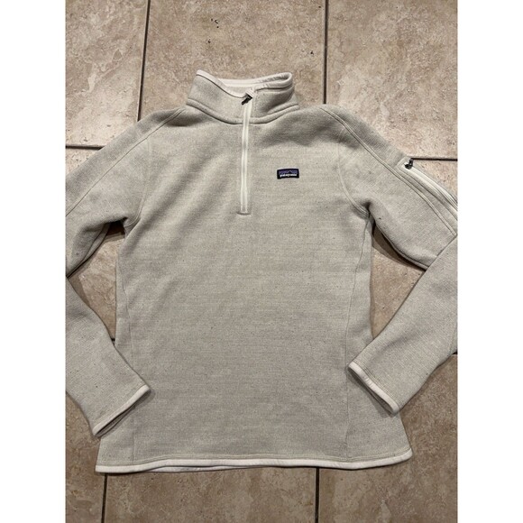 Patagonia Sweaters - Patagonia Better Sweater Womens M Beige Quarter Zip Sweatshirt Hiking 2014
